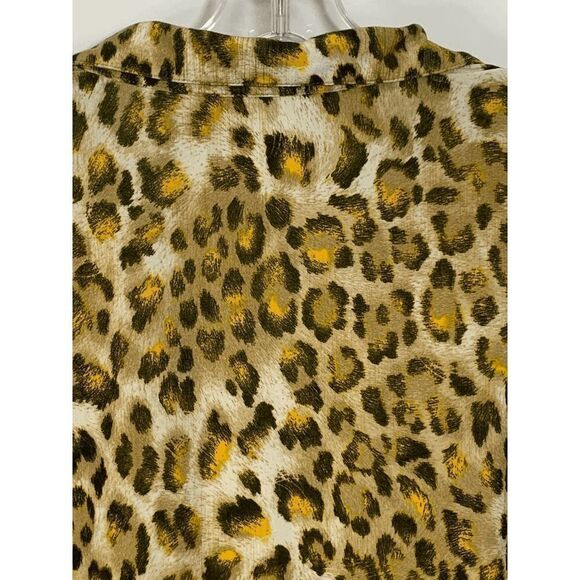 Peter Nygard Womens Blouse Button Down Animal Print Yellow Black XL - Picture 8 of 8